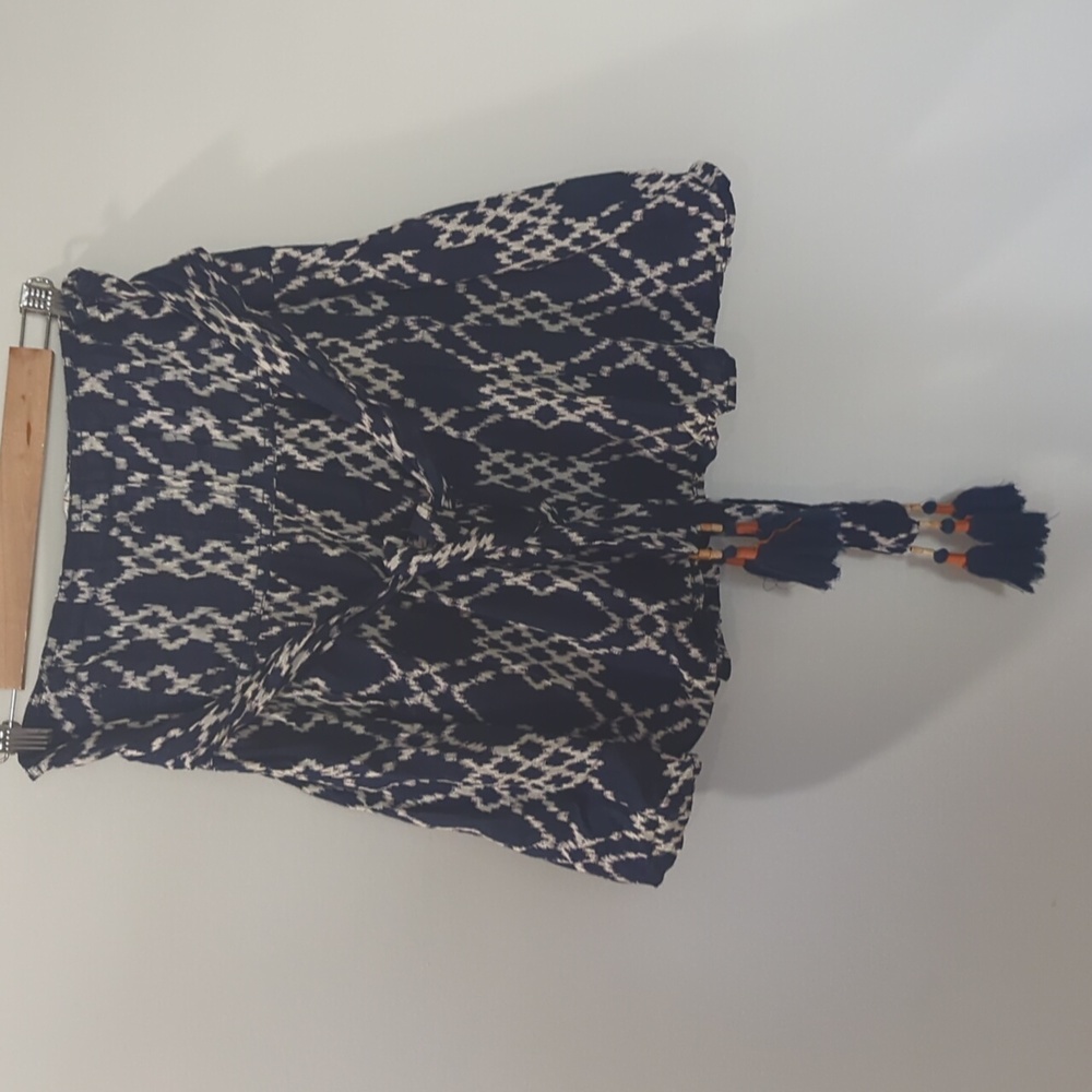 Anthropologie Navy White Rimbaud Tie Waist Skirt - Picture 4 of 8